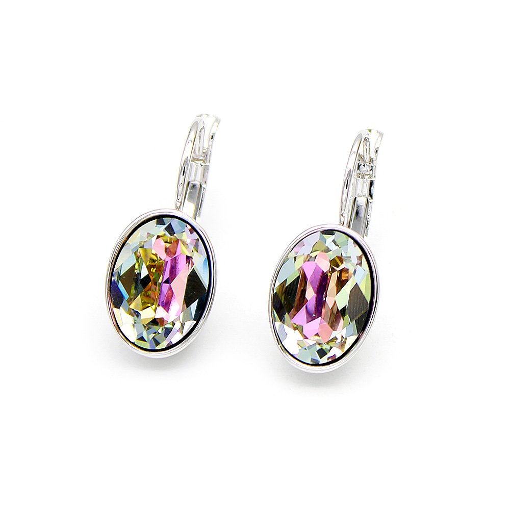 1301027A171.99.A Wholesale Swarovski crystal earrings with oval-cut stones on platinum plated copper from JuneJewelry.com – luxury fashion jewelry for bulk orders.