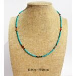 Wholesale blue turquoise beaded necklace featuring natural turquoise beads, a delicate design, and 18K gold plated copper from junejewelry.com