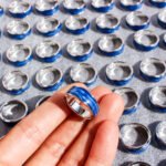 Wholesale Blue Enamel Wave Ring with Artistic Irregular Design from junejewelry.com