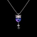Wholesale Swarovski owl necklace with genuine crystals and platinum‑plated copper from junejewelry.com – cute factory price animal pendant for wholesale.