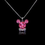 Wholesale Mickey necklace with tie featuring Swarovski elements from junejewelry.com. Cute cartoon character jewelry for resale.