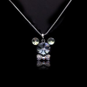 Wholesale Mickey necklace with tie featuring Swarovski elements from junejewelry.com. Cute cartoon character jewelry for resale.