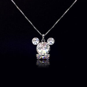Wholesale Mickey necklace with tie featuring Swarovski elements from junejewelry.com. Cute cartoon character jewelry for resale.