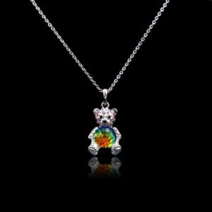 Wholesale cute bear necklace with Swarovski elements and copper platinum plating from junejewelry.com. Original bulk fashion jewelry perfect for daily wear with free shipping.