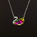 Wholesale unique swan necklace with Swarovski element crystals and platinum-plated copper—factory-price design from junejewelry.com.