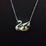 Wholesale unique swan necklace with Swarovski element crystals and platinum-plated copper—factory-price design from junejewelry.com.