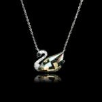 Wholesale unique swan necklace with Swarovski element crystals and platinum-plated copper—factory-price design from junejewelry.com.