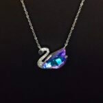 Wholesale unique swan necklace with Swarovski element crystals and platinum-plated copper—factory-price design from junejewelry.com.