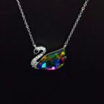 Wholesale unique swan necklace with Swarovski element crystals and platinum-plated copper—factory-price design from junejewelry.com.