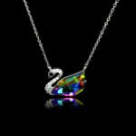 Wholesale unique swan necklace with Swarovski element crystals and platinum-plated copper—factory-price design from junejewelry.com.