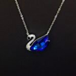 Wholesale unique swan necklace with Swarovski element crystals and platinum-plated copper—factory-price design from junejewelry.com.