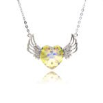 heart swarovski element wing necklace