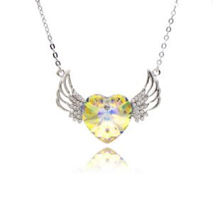 heart swarovski element wing necklace