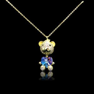 Wholesale unique bear necklace with Swarovski elements and platinum plating from junejewelry.com. Original bulk fashion jewelry with free shipping.