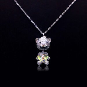 Wholesale unique bear necklace with Swarovski elements and platinum plating from junejewelry.com. Original bulk fashion jewelry with free shipping.