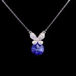 Wholesale butterfly necklace featuring Swarovski elements and platinum plating. Bulk fashion jewelry for resale.