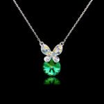 Wholesale butterfly necklace featuring Swarovski elements and platinum plating. Bulk fashion jewelry for resale.