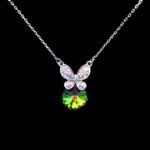 Wholesale butterfly necklace featuring Swarovski elements and platinum plating. Bulk fashion jewelry for resale.