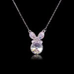 Wholesale butterfly necklace featuring Swarovski elements and platinum plating. Bulk fashion jewelry for resale.