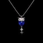 Wholesale Swarovski owl necklace with genuine crystals and platinum‑plated copper from junejewelry.com – cute factory price animal pendant for wholesale.