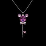 Wholesale Mickey key necklace with Swarovski elements from junejewelry.com. Cute cartoon character jewelry for resale.