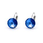 Wholesale teardrop crystal earrings with clear Swarovski elements and platinum plated copper from JuneJewelry.com – luxury bridal jewelry for bulk orders.