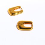 Wholesale Geometric Minimalist U-Shape Hoop Earrings featuring a U-shaped metal clip and hollow square accent in copper plated with 18K gold and platinum from junejewelry.com—factory price, free shipping.