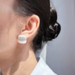 Wholesale Brushed Metal Square Stud Earrings featuring hand-brushed square studs on copper base plated in 18K gold and platinum from junejewelry.com—factory price, free shipping.