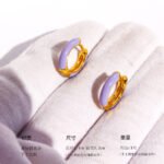 Wholesale Dopamine Enamel Hoop Earrings featuring multicolor enamel drip glaze on petite stackable blue hoops from junejewelry.com—factory price, free shipping