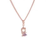 Wholesale Cartoon Princess Zircon Necklace featuring full pavé multicolor zircon on platinum-plated copper—factory price, free shipping from junejewelry.com.