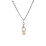 Bulk Cartoon Princess Pendant Necklace featuring multicolor zircon on platinum-plated copper—factory price, free shipping from junejewelry.com.