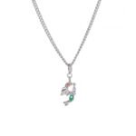 Wholesale mermaid Princess Zircon Necklace featuring multicolor zircon crystals on platinum-plated copper—factory price, free shipping from junejewelry.com.