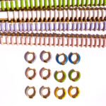 Wholesale Dopamine Enamel Hoop Earrings featuring multicolor enamel drip glaze on petite stackable blue hoops from junejewelry.com—factory price, free shipping