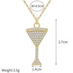 Wholesale Wine Glass Pendant Necklace featuring zircon crystals on platinum-plated copper from junejewelry.com—factory price, free shipping, Ins-style charm.
