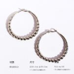 Wholesale Bead Hoop Earrings featuring oversized copper hoops with bamboo segments and round bead accents, plated in 18K gold or platinum from junejewelry.com—factory price, free shipping.