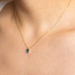 Wholesale rectangular zircon necklace, 18K gold plated, from junejewelry.com. Simple and elegant jewelry for resale.