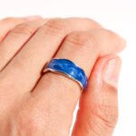Wholesale Blue Enamel Wave Ring with Artistic Irregular Design from junejewelry.com