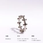 Wholesale Industrial Ball Gear Ring featuring dual-row spheres and gear motifs in 18K gold plated copper from junejewelry.com—factory price, free shipping.