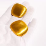 Wholesale Brushed Gold Square bold Stud Earrings featuring an oversized geometric square in brushed 18K gold-plated copper from junejewelry.com—factory price, free shipping.