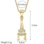 Wholesale Eiffel Tower Necklace featuring micro pave zircon crystals on platinum-plated copper—factory-price, free shipping from junejewelry.com