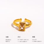 Wholesale Vintage Hammered Heart Zircon Ring with hand-hammered texture and 18K gold plated copper from junejewelry.com—factory price, free shipping.