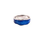 Wholesale Blue Enamel Wave Ring with Artistic Irregular Design from junejewelry.com