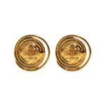 Wholesale Metal big Stud Earrings with mirror-like round button design in 18K gold-plated copper from junejewelry.com—factory price, free shipping.