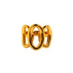 Wholesale Hollow Oval Wide Band Ring with hollow oval shape and bold lines in 18K gold-plated copper from junejewelry.com—factory price, free shipping.