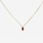 Wholesale rectangular zircon necklace, 18K gold plated, from junejewelry.com. Simple and elegant jewelry for resale.