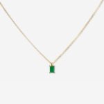 Wholesale rectangular zircon necklace, 18K gold plated, from junejewelry.com. Simple and elegant jewelry for resale.