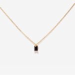 Wholesale rectangular zircon necklace, 18K gold plated, from junejewelry.com. Simple and elegant jewelry for resale.
