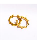 Wholesale Industrial Gear Hoop Earrings featuring rotating gear motifs on copper hoops plated in 18K gold or platinum from junejewelry.com—factory price, free shipping.