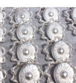 Wholesale Sun Relief Stud Earrings featuring vintage relief sun medallion and twisted ribbon knot on copper with 18K gold or platinum plating from junejewelry.com—factory price, free shipping.