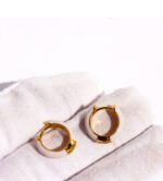 Wholesale Dopamine Enamel Hoop Earrings featuring multicolor enamel drip glaze on petite stackable blue hoops from junejewelry.com—factory price, free shipping